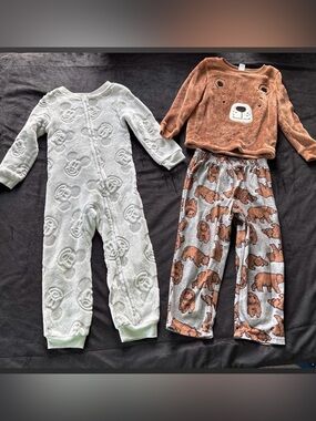 Carter's Plush Bear Pajama Set - Brown & Light Gray